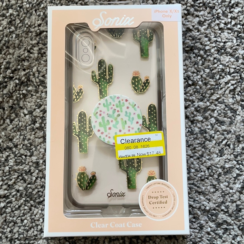 iPhone X/Xs Prickly Pear w/ Pop socket Case - Picture 1 of 5